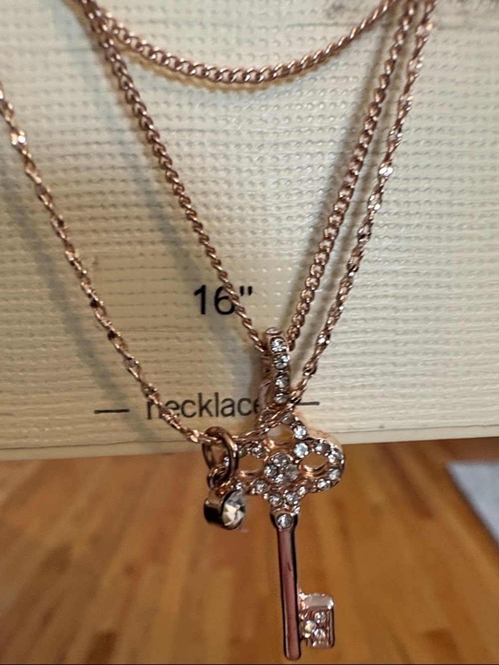 LC Lauren Conrad Rose Gold Multi-Strand Key Pendant Necklace